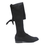 CHARLES & KEITH Womens Black Synthetic High Boots UK 2 Stylish Flat Heel Over