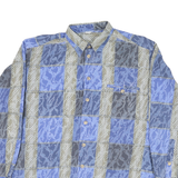Mens Blue & Grey Check Pattern Cotton Blend Shirt XL Casual Smart Button Down