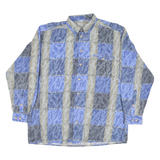 Mens Blue & Grey Check Pattern Cotton Blend Shirt XL Casual Smart Button Down