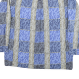 Mens Blue & Grey Check Pattern Cotton Blend Shirt XL Casual Smart Button Down