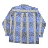 Mens Blue & Grey Check Pattern Cotton Blend Shirt XL Casual Smart Button Down