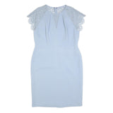 JENNY PACKHAM Womens Light Blue Lace Sleeveless Sheath Polyester Dress UK 16