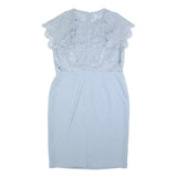 JENNY PACKHAM Womens Light Blue Lace Sleeveless Sheath Polyester Dress UK 16