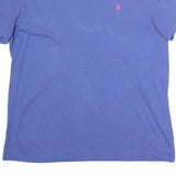 POLO RALPH LAUREN Womens Blue V-Neck Cotton T-Shirt M Short Sleeve Pink Logo
