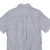 TOMMY HILFIGER Mens Grey Blue Shirt XS Button-Down Short Sleeve Casual Cotton