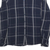 TOM TAILOR Womens Blue Check Shirt S Cotton Blend Button Down Long Sleeve