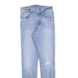 LEVI'S 501S Womens Jeans Blue Slim Skinny Denim Medium W25 L30 Distressed Zip