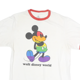 DISNEY Mens White Red Ringer Walt Disney World T-Shirt M Short Sleeve Crew Neck