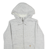 CARHARTT Mens Grey Hoodie Jacket S Cotton Plain Casual Zip Pockets