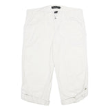 CALVIN KLEIN JEANS Womens Cotton White Regular Capri Trousers W36 L23 Casual