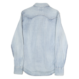 REPLAY Mens Blue Cotton Denim Shirt S Western Casual Button Snap Fastening