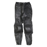 SANAMRU Mens Leather Black Slim Skinny Trousers W30 L30 Motorcycle Zip Detail