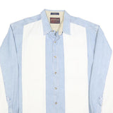 AUTHENTIC GFC Mens Blue & White Cotton Shirt XL Casual Button-Up Long Sleeve