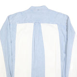 AUTHENTIC GFC Mens Blue & White Cotton Shirt XL Casual Button-Up Long Sleeve