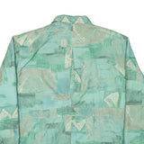 Womens Green Button Polyester Blend Jacket XL Printed Pattern Casual Outerwear