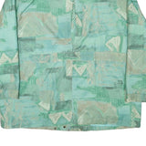 Womens Green Button Polyester Blend Jacket XL Printed Pattern Casual Outerwear