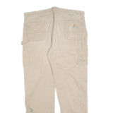 CARHARTT Mens Regular Beige Workwear Trousers W40 L34 Cotton Blend Zip Pockets