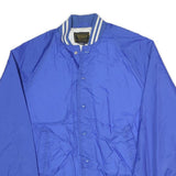 TONKIN Mens Blue Nylon Button Jacket L Athletic Plain Retro Vintage Bomber