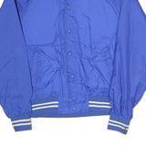TONKIN Mens Blue Nylon Button Jacket L Athletic Plain Retro Vintage Bomber