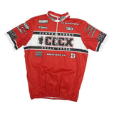 HOT SHOPPE Mens Red White Graphic T-Shirt M Short Sleeve Crew Neck Cycling