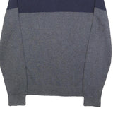 TOMMY HILFIGER Mens Navy & Grey Colourblock Pattern Jumper Crew Neck Basic Knit