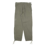 Mens Relaxed Fit Beige Cotton Blend Trousers W34 L30 Zip Closure Straight Leg