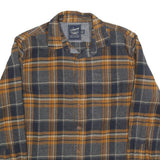 GRAYER Mens Grey & Orange Cotton Blend Flannel Shirt L Long Sleeve Casual
