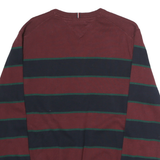 TOMMY HILFIGER Mens Maroon & Navy Patterned Cotton Jumper Crew Neck Regular L