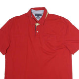 TOMMY HILFIGER Mens Red Short Sleeve Polo Shirt 2XL Cotton Basic Casual
