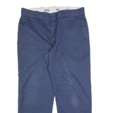 DICKIES Mens Regular Blue Cotton Blend Zip Trousers W36 L28 Workwear Chino