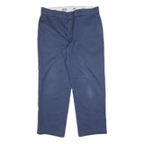DICKIES Mens Regular Blue Cotton Blend Zip Trousers W36 L28 Workwear Chino