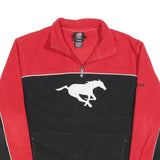 REEBOK Mens Red & Black Jumper Pullover Plain Crew Neck Tight Knit S Polyester