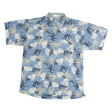GOTCHA SPORT Mens Blue & Beige Floral Cotton Shirt M Casual Summer Vacation