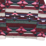 BLAIR Womens Burgundy Green Pink Patterned Polyester Jumper Roll Neck M Vintage