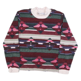 BLAIR Womens Burgundy Green Pink Patterned Polyester Jumper Roll Neck M Vintage