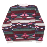 BLAIR Womens Burgundy Green Pink Patterned Polyester Jumper Roll Neck M Vintage
