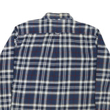 JACHS Mens Blue & White Check Shirt L Cotton Blend Long Sleeve Casual Flannel