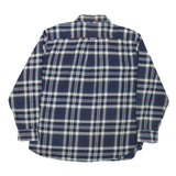 JACHS Mens Blue & White Check Shirt L Cotton Blend Long Sleeve Casual Flannel