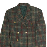 Womens Green & Burgundy Checked Wool Button Jacket M Tailored Classic