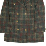 Womens Green & Burgundy Checked Wool Button Jacket M Tailored Classic