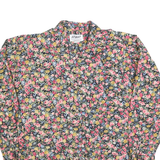 ATLAST BASICS Womens Black & Pink Floral Cotton Blend Shirt M Long Sleeve Casual