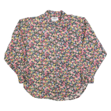 ATLAST BASICS Womens Black & Pink Floral Cotton Blend Shirt M Long Sleeve Casual