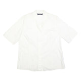 MARINA RINALDI Womens White Shirt L Cotton Blend Stylish Button Shirt