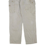 CARHARTT Mens Cotton Blend Beige Regular Straight Zip Trousers W38 L36 Workwear