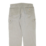 CARHARTT Mens Cotton Blend Beige Regular Straight Zip Trousers W38 L36 Workwear
