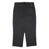 DICKIES Mens Cotton Blend Black Relaxed Cargo Trousers W36 L29 Workwear
