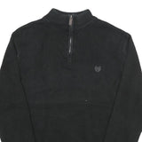CHAPS Mens Black Plain Cotton Pullover Jumper Half Zip L Classic Knitwear