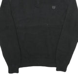 CHAPS Mens Black Plain Cotton Pullover Jumper Half Zip L Classic Knitwear