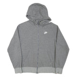 NIKE Mens Grey Full Zip Hoodie S Cotton Blend Sportswear Casual Zip Up