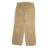 DICKIES Mens Cotton Blend Beige Regular Fit Straight Leg Trousers W32 L29